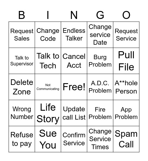 Alarm Bingo Card