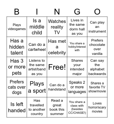 Find Somebody Who... Bingo Card