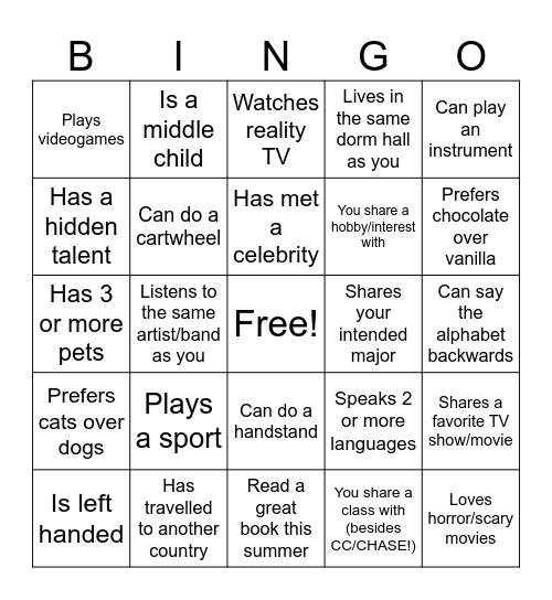 Find Somebody Who... Bingo Card