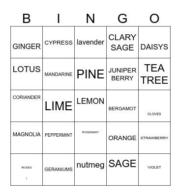 FLOWERS FRUITS AND HERBS Bingo Card