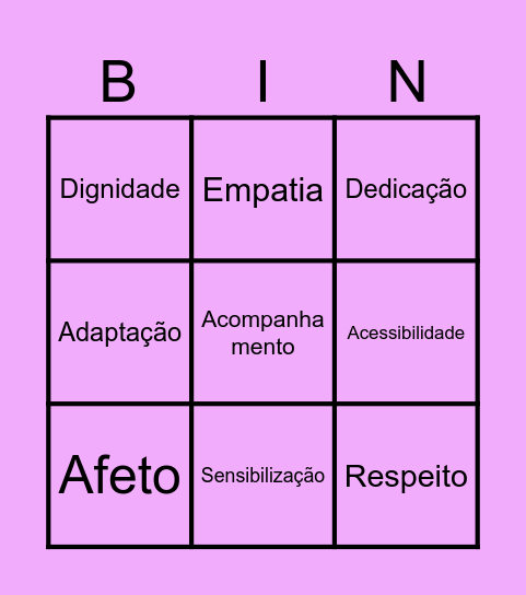 Bingo da Inclusão Bingo Card