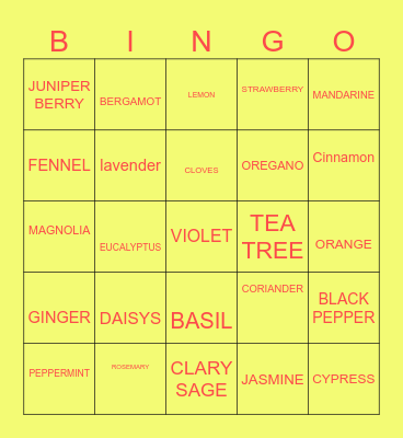 FLOWERS FRUITS AND HERBS Bingo Card