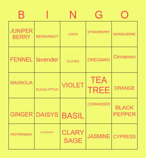 FLOWERS FRUITS AND HERBS Bingo Card