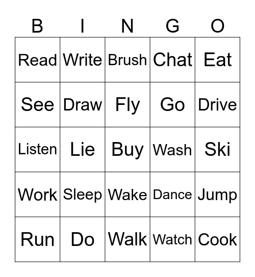 Actives Bingo Card