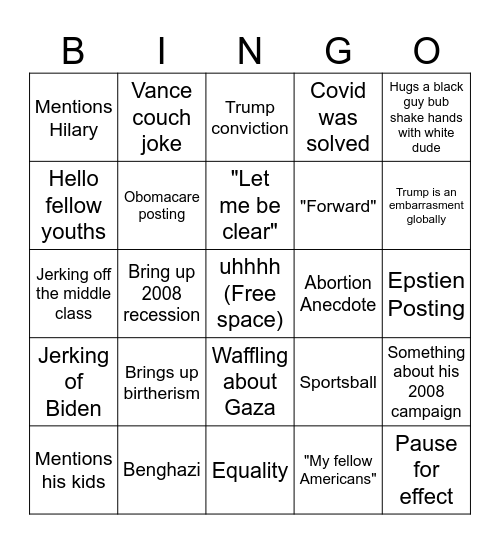 Obama Bingo Card