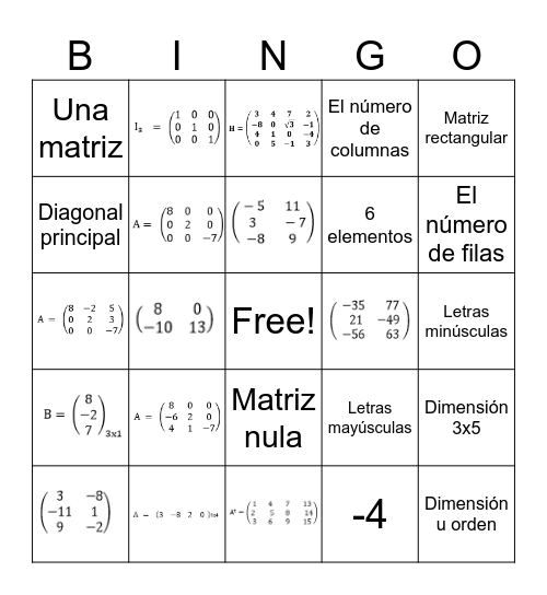 Matri - Bingo Card