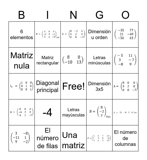 Matri - Bingo Card