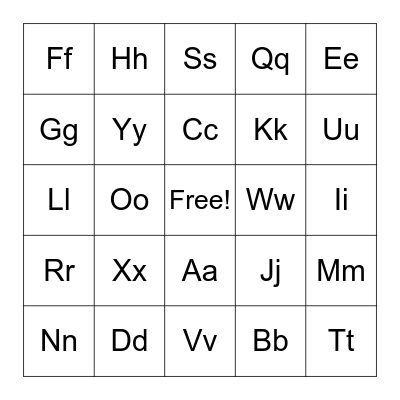 Alphabet Bingo Card