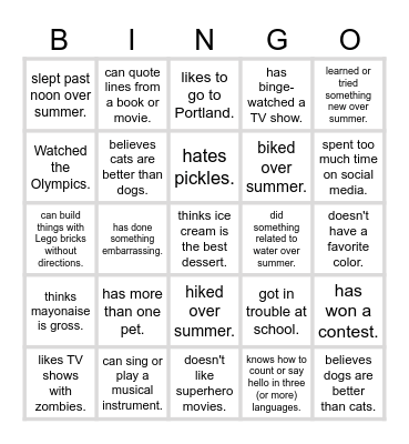 Find someone who... Bingo Card