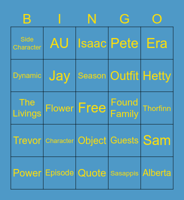 Ghosts Bingo Card