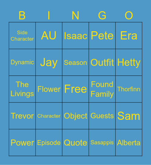 Ghosts Bingo Card