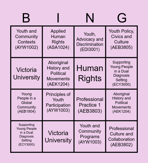 Bachelor Bingo Card