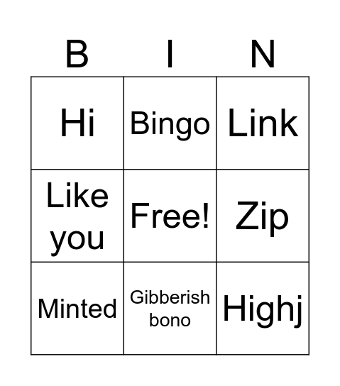 BONO Bingo Card