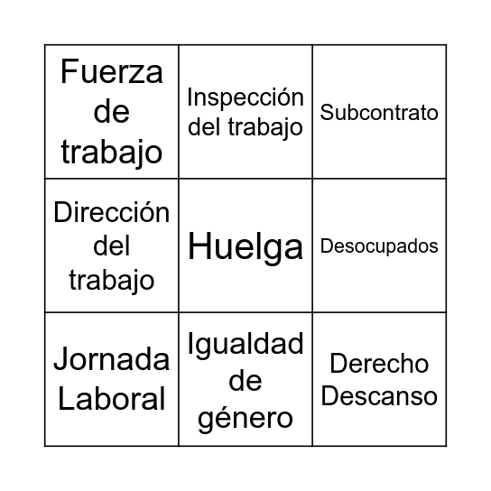 Derechos Laborales Bingo Card