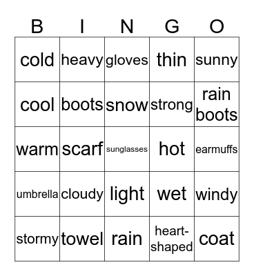 Rain or Shine Bingo Card
