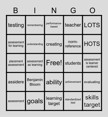 EDUC 7 Bingo Card