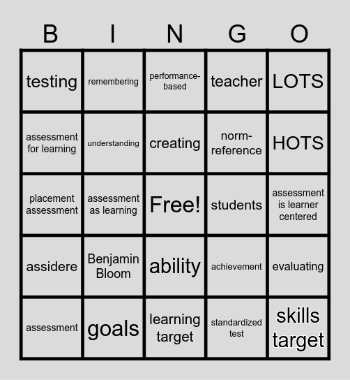 EDUC 7 Bingo Card