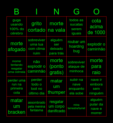 bingo de lethal company Bingo Card