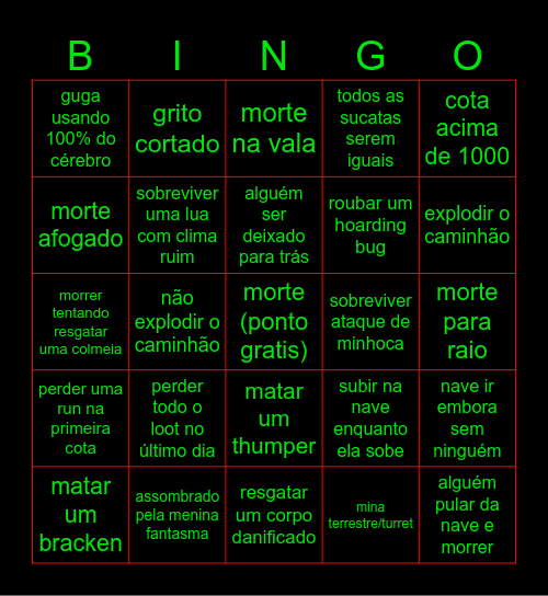 bingo de lethal company Bingo Card