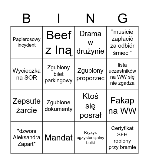 Obóz wędrowny na Mazurach Bingo Card