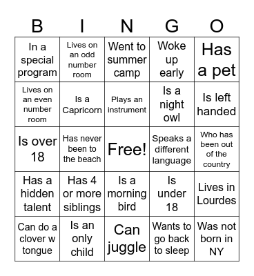 Find someone who... Bingo Card