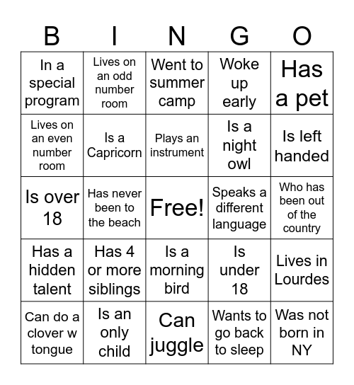 Find someone who... Bingo Card