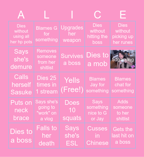 ALICE BINGO Card