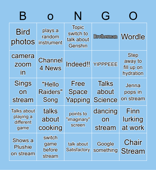 BingoBango Stream Bingo Card