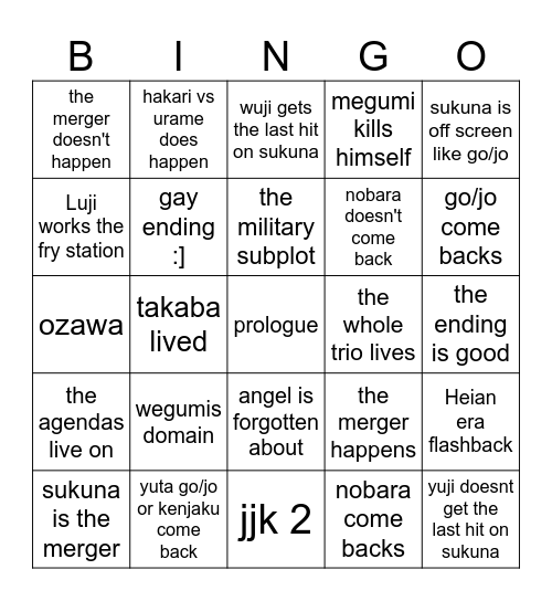 the ending will be good Bingo Card