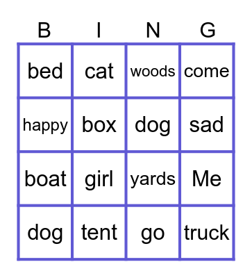 I Am Happy Bingo Card