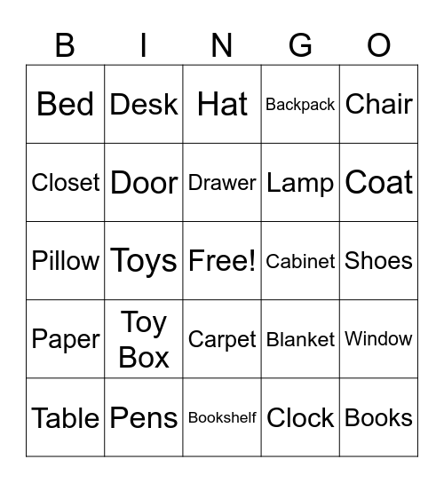 Exploring “Where things are” Bingo Card