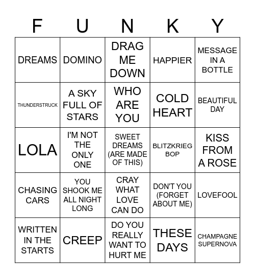 TEA & TUNES Bingo Card