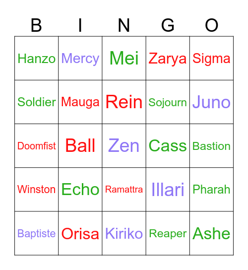 Ow Ult Bingo Bingo Card