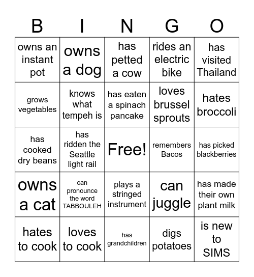FIND SOMEONE WHO... Bingo Card