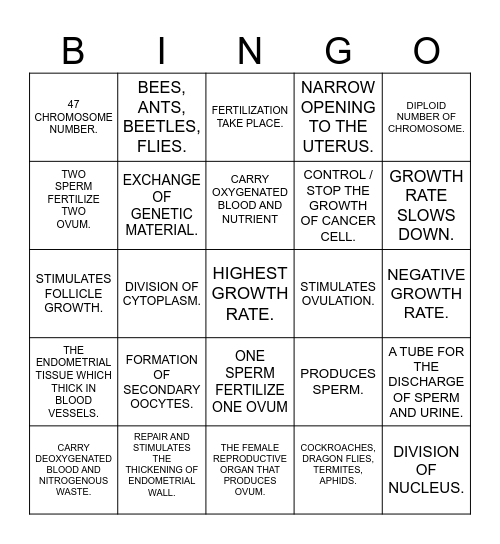 CHAPTER 15 FORM 4 Bingo Card