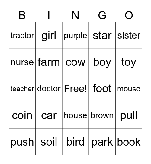 Week 5 Review Words! Bingo Card