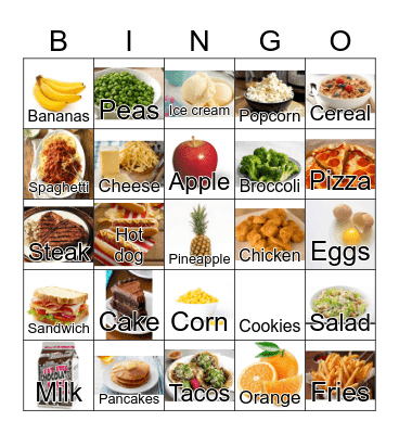 Food Bingo Card