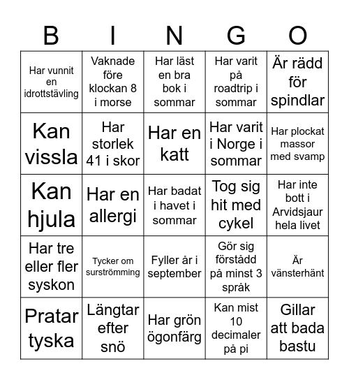 Mingelbingo Card