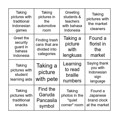 Side Quest Bingo Card