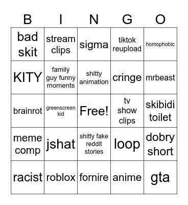 yt short bingo Card