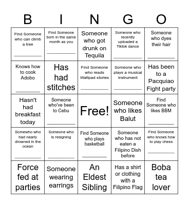 H U M A N Bingo Card