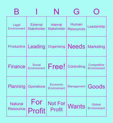 Business Bingo Card