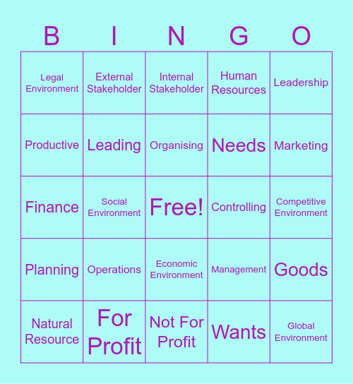 Business Bingo Card