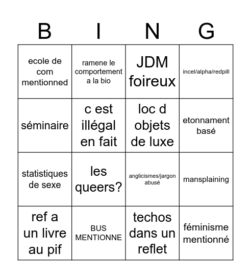 Cailloute Coaching Bingo Card