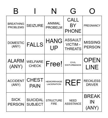 CALL TYPE BINGO Card