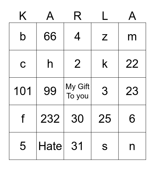 Hall of Fame Bingl Bingo Card