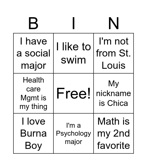 Bio141 Bingo Card