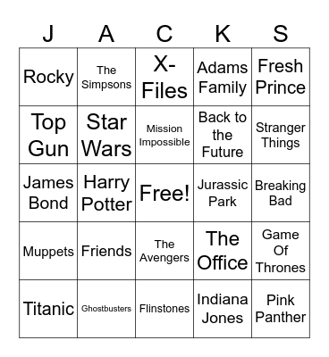 TV & Movie Bingo Card