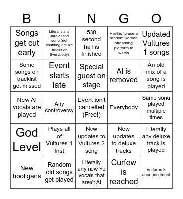 Korea Bingo Card