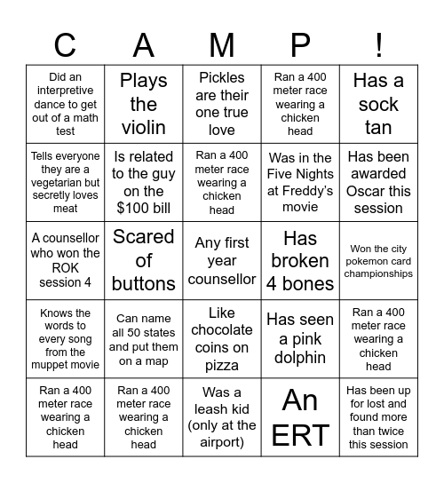 Counsellor Bingo!!! Bingo Card